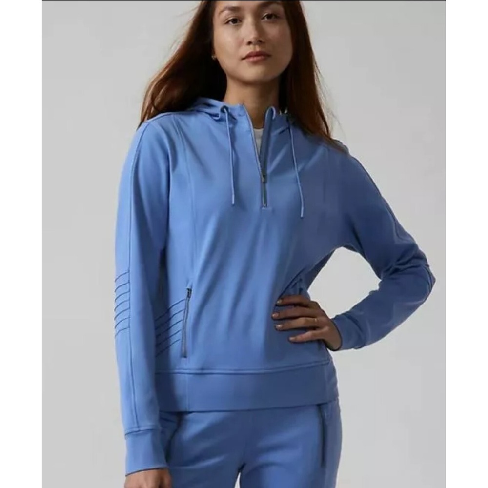 New Without Tag Athleta Venice Moto Hoodie, COTTAGE BLUE Medium M #984201